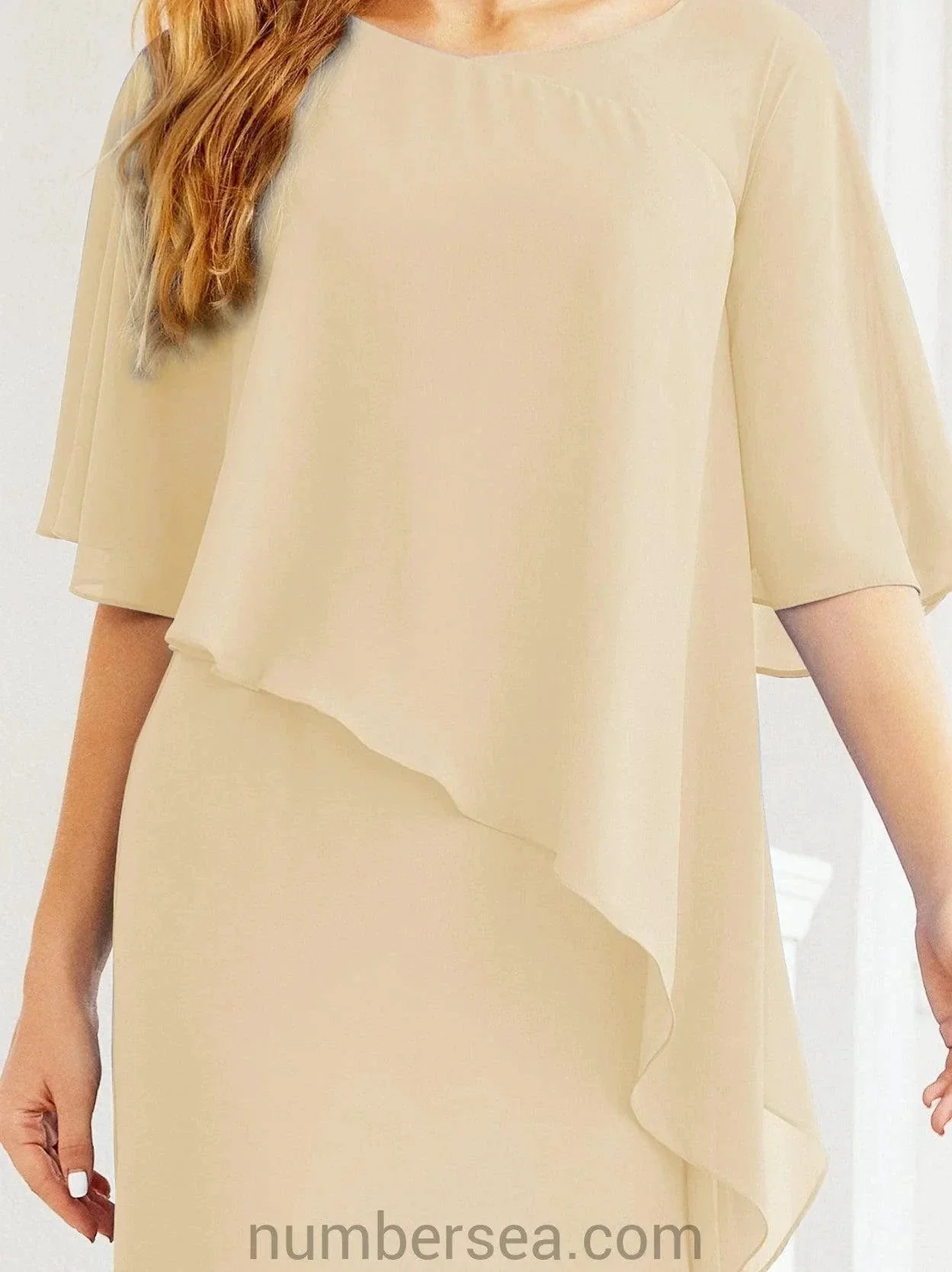 Sunnderly Formal Party Gown Dress Long Mother of The Bride Dresses with Ruffle Cape SY28026 - Image 62