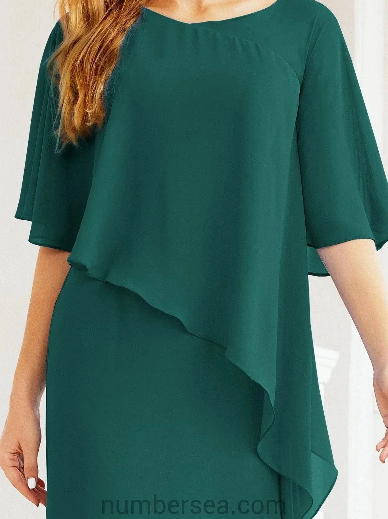 Sunnderly Formal Party Gown Dress Long Mother of The Bride Dresses with Ruffle Cape SY28026 - Image 66