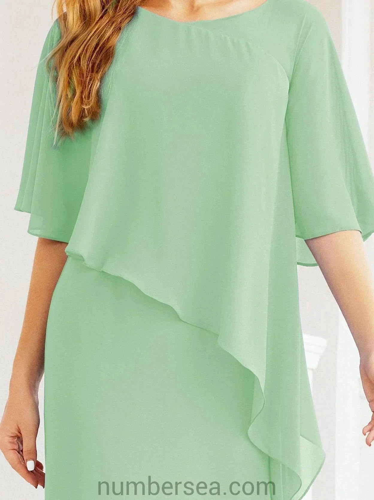 Sunnderly Formal Party Gown Dress Long Mother of The Bride Dresses with Ruffle Cape SY28026 - Image 86