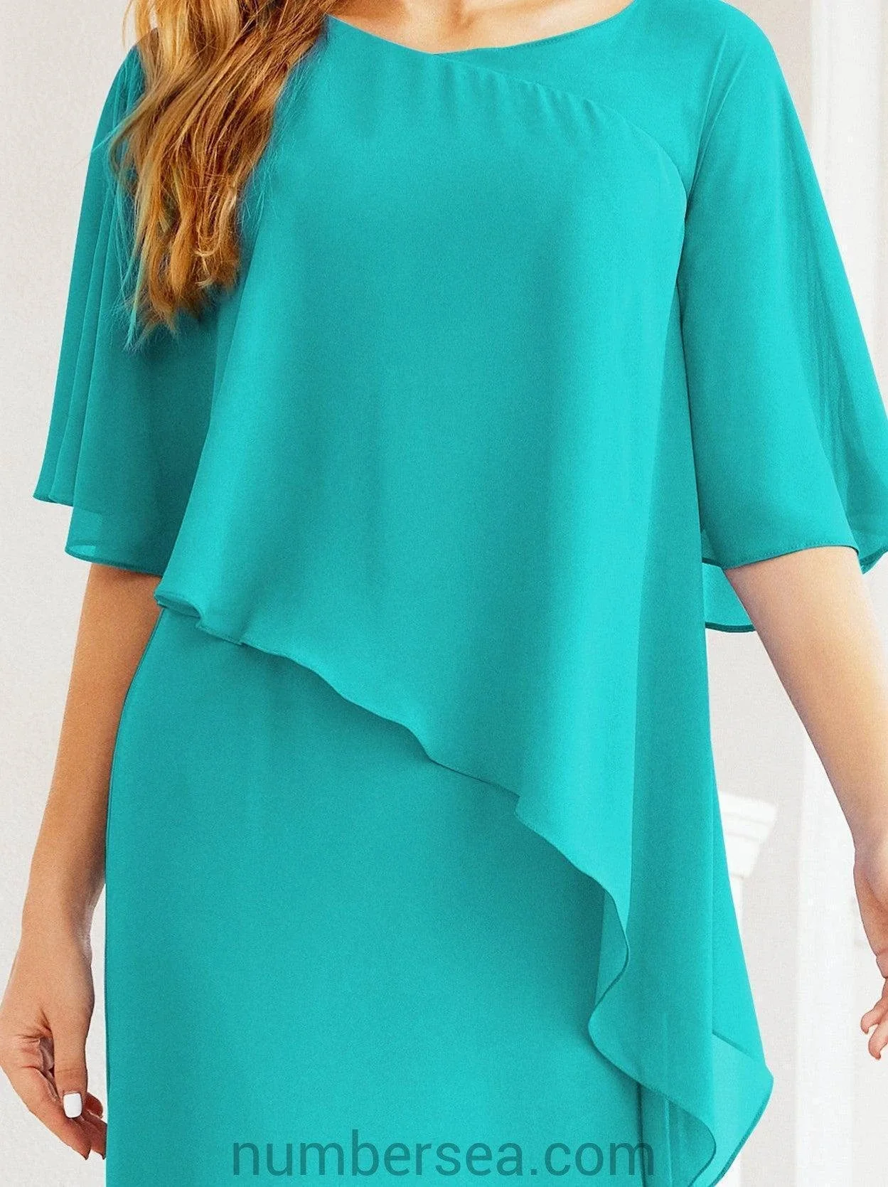 Sunnderly Formal Party Gown Dress Long Mother of The Bride Dresses with Ruffle Cape SY28026 - Image 90