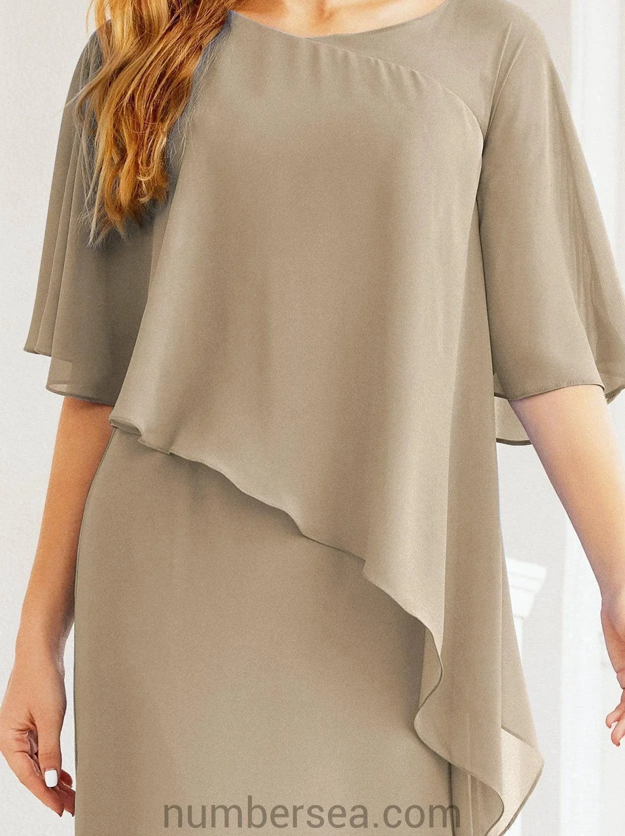 Sunnderly Formal Party Gown Dress Long Mother of The Bride Dresses with Ruffle Cape SY28026 - Image 94