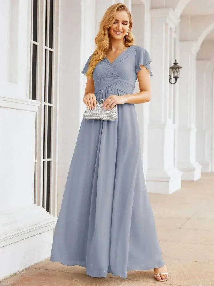 Numbersea Formal Prom Gowns for Mother of The Bride Cap Sleeves Bridesmaid Dress 28047 - Image 10