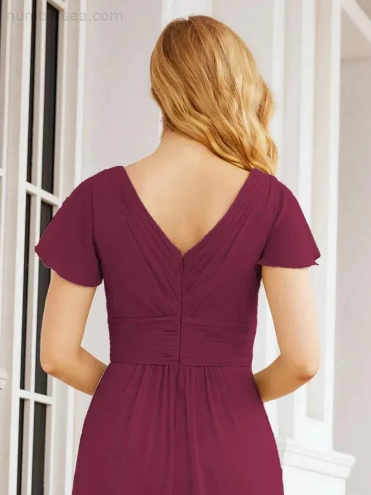 Numbersea Formal Prom Gowns for Mother of The Bride Cap Sleeves Bridesmaid Dress 28047 - Image 101