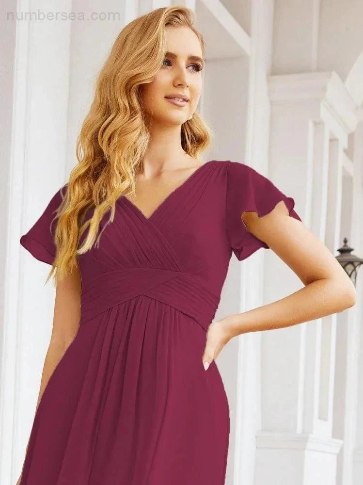 Numbersea Formal Prom Gowns for Mother of The Bride Cap Sleeves Bridesmaid Dress 28047 - Image 102