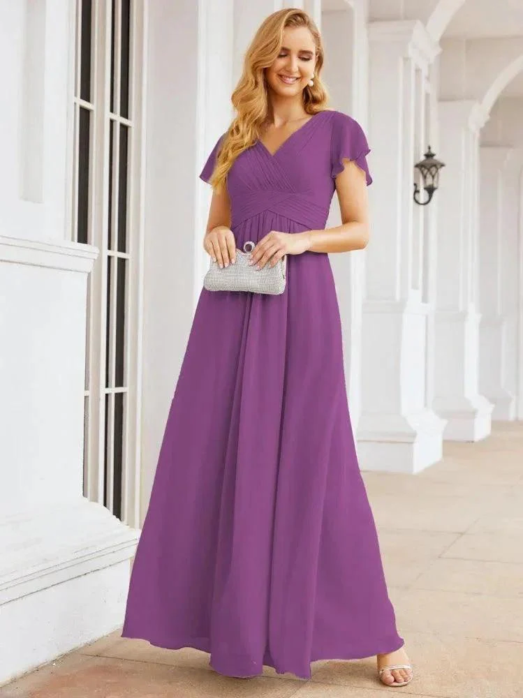 Numbersea Formal Prom Gowns for Mother of The Bride Cap Sleeves Bridesmaid Dress 28047 - Image 106