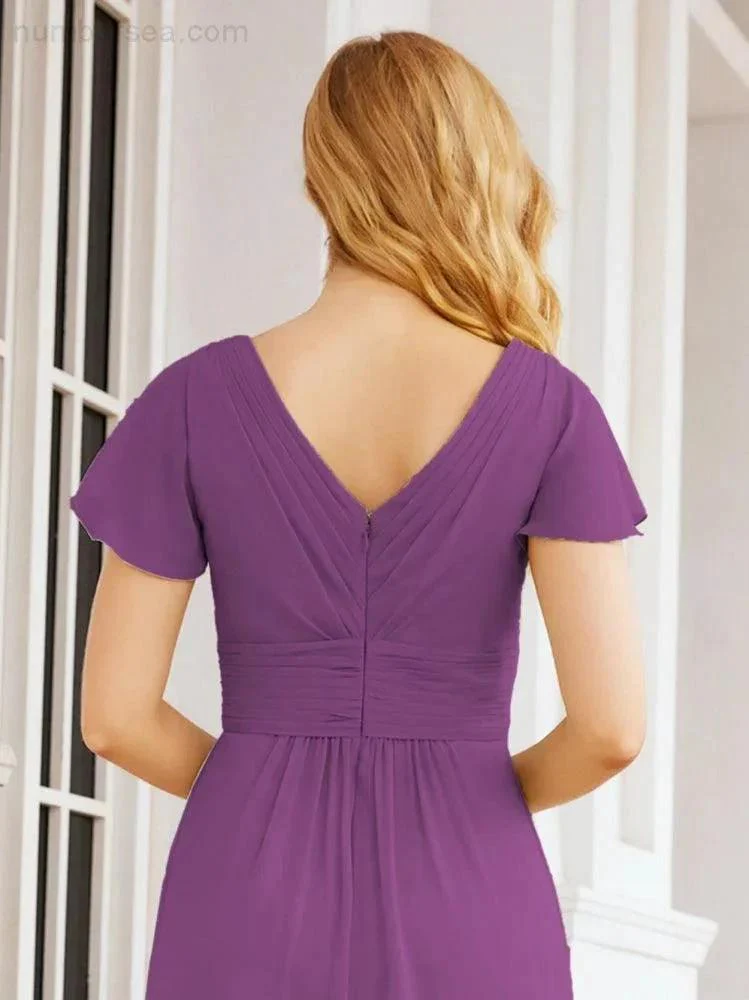 Numbersea Formal Prom Gowns for Mother of The Bride Cap Sleeves Bridesmaid Dress 28047 - Image 107