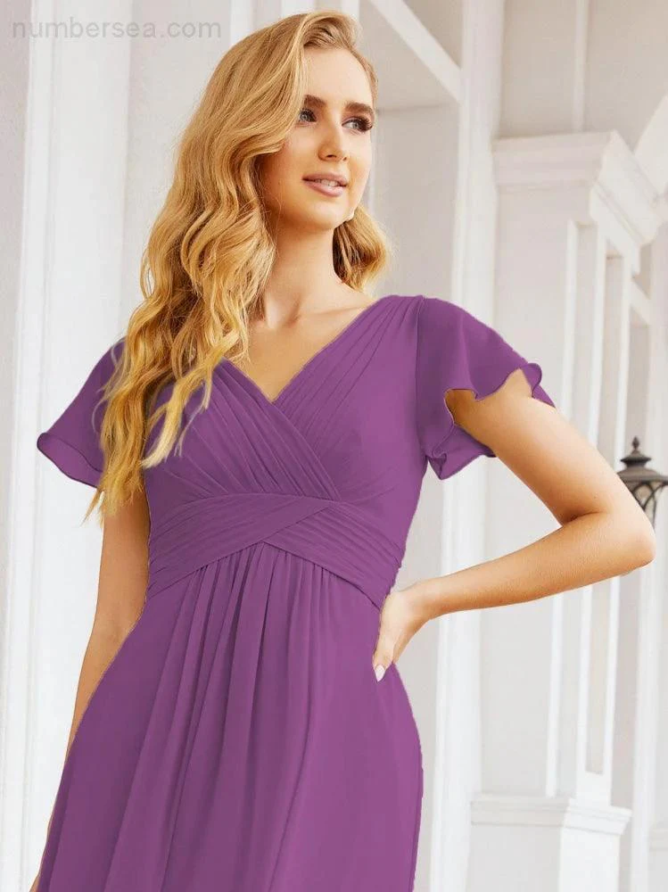 Numbersea Formal Prom Gowns for Mother of The Bride Cap Sleeves Bridesmaid Dress 28047 - Image 108