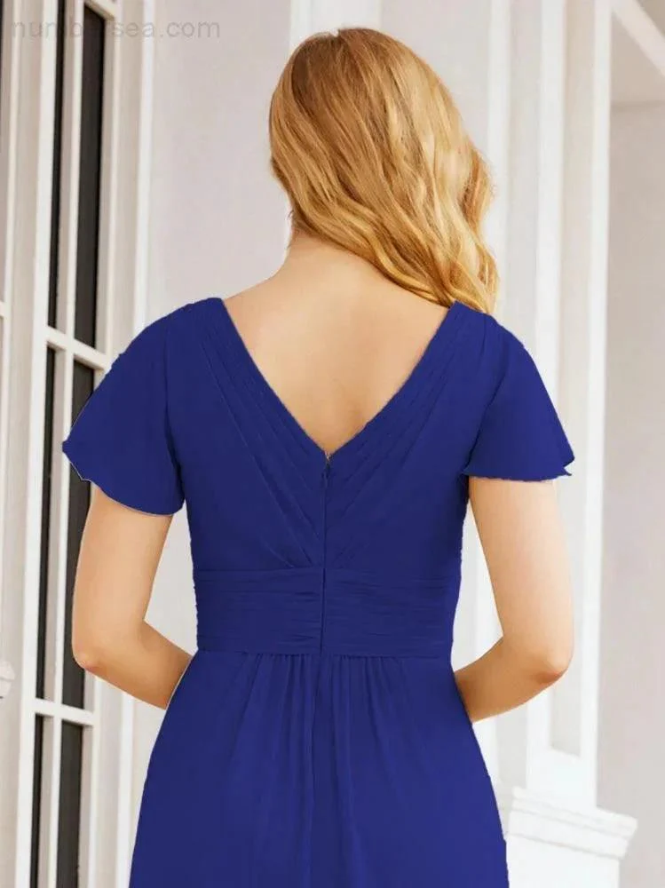Numbersea Formal Prom Gowns for Mother of The Bride Cap Sleeves Bridesmaid Dress 28047 - Image 110