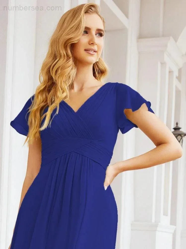 Numbersea Formal Prom Gowns for Mother of The Bride Cap Sleeves Bridesmaid Dress 28047 - Image 111
