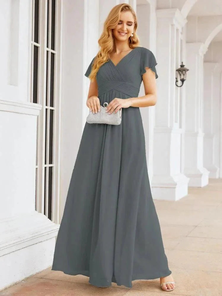 Numbersea Formal Prom Gowns for Mother of The Bride Cap Sleeves Bridesmaid Dress 28047 - Image 112