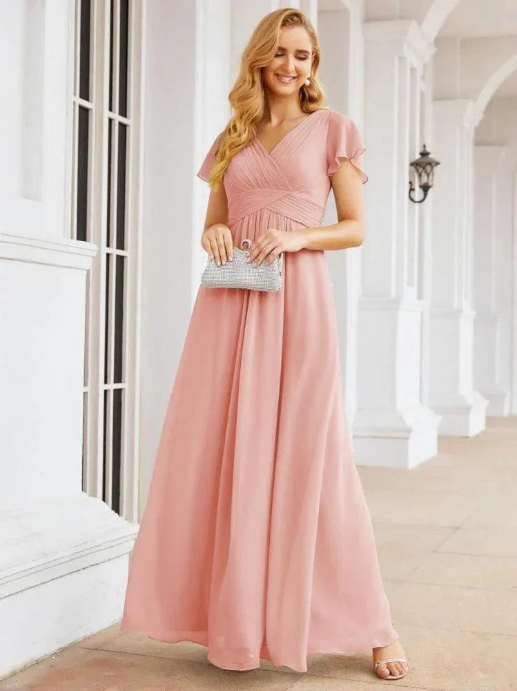 Numbersea Formal Prom Gowns for Mother of The Bride Cap Sleeves Bridesmaid Dress 28047 - Image 118