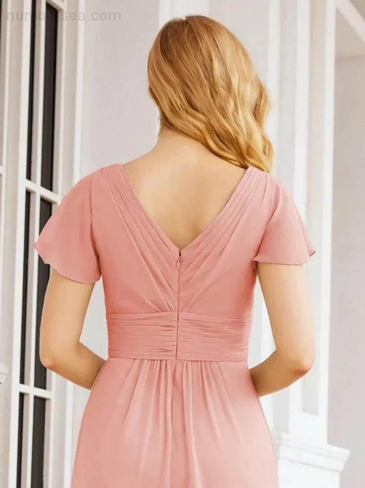 Numbersea Formal Prom Gowns for Mother of The Bride Cap Sleeves Bridesmaid Dress 28047 - Image 119