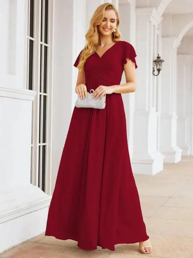 Numbersea Formal Prom Gowns for Mother of The Bride Cap Sleeves Bridesmaid Dress 28047 - Image 121