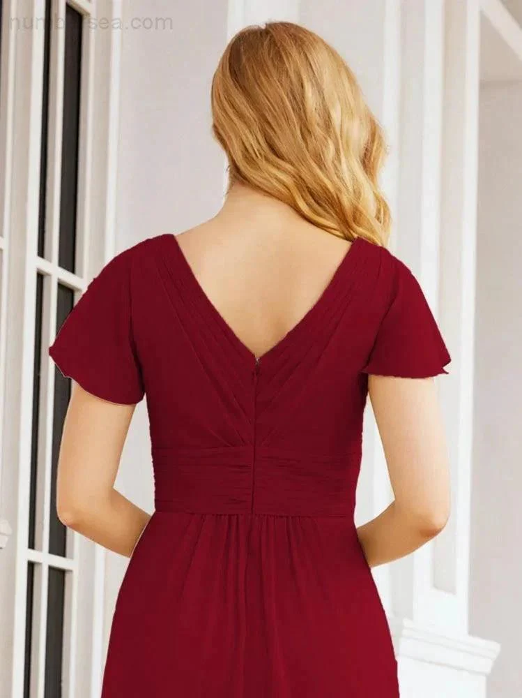 Numbersea Formal Prom Gowns for Mother of The Bride Cap Sleeves Bridesmaid Dress 28047 - Image 122