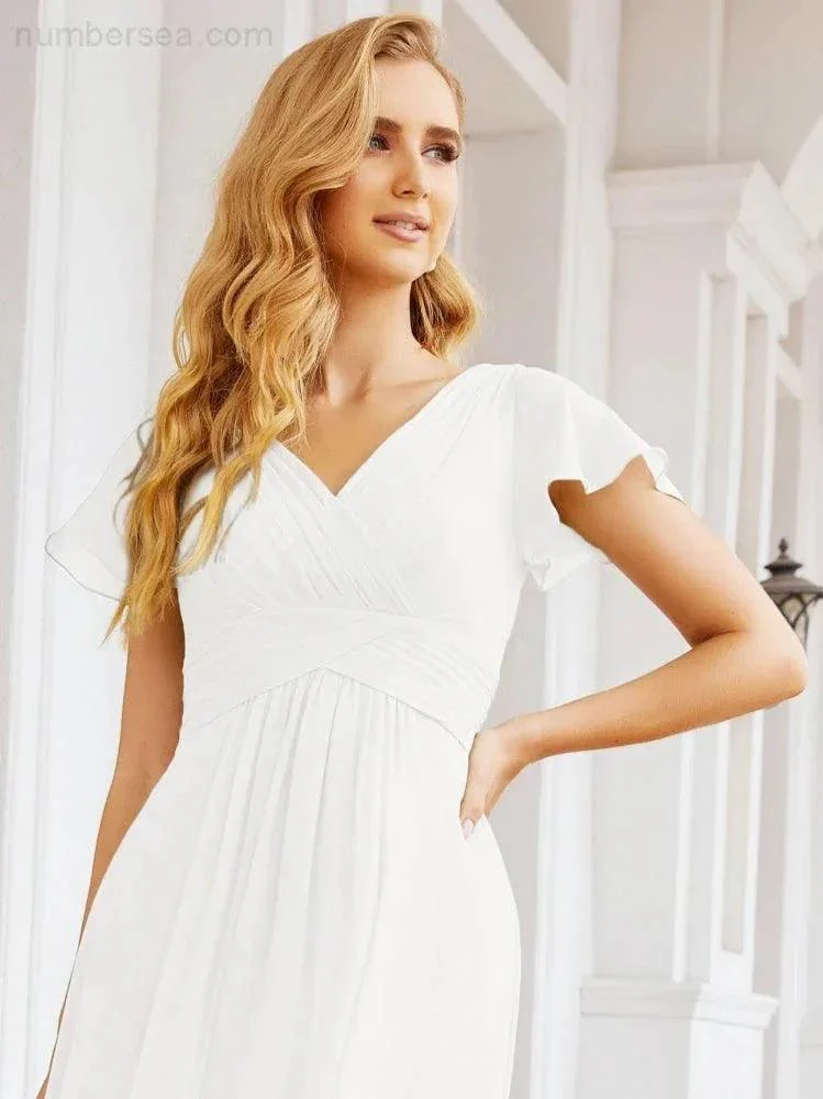 Numbersea Formal Prom Gowns for Mother of The Bride Cap Sleeves Bridesmaid Dress 28047 - Image 126