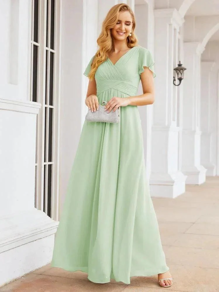 Numbersea Formal Prom Gowns for Mother of The Bride Cap Sleeves Bridesmaid Dress 28047 - Image 13
