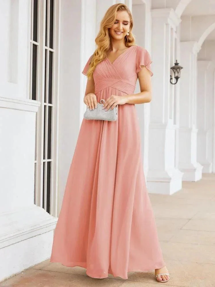Numbersea Formal Prom Gowns for Mother of The Bride Cap Sleeves Bridesmaid Dress 28047 - Image 16