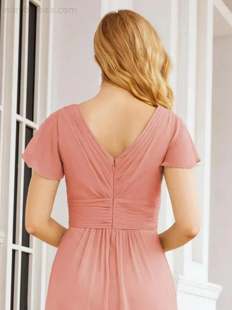 Numbersea Formal Prom Gowns for Mother of The Bride Cap Sleeves Bridesmaid Dress 28047 - Image 17