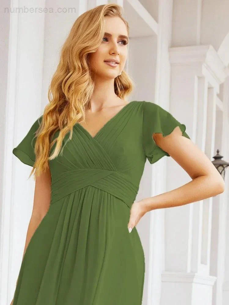 Numbersea Formal Prom Gowns for Mother of The Bride Cap Sleeves Bridesmaid Dress 28047 - Image 21