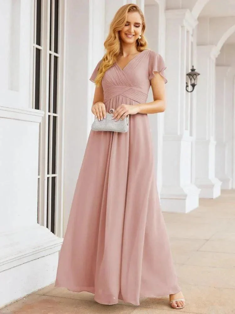 Numbersea Formal Prom Gowns for Mother of The Bride Cap Sleeves Bridesmaid Dress 28047 - Image 25