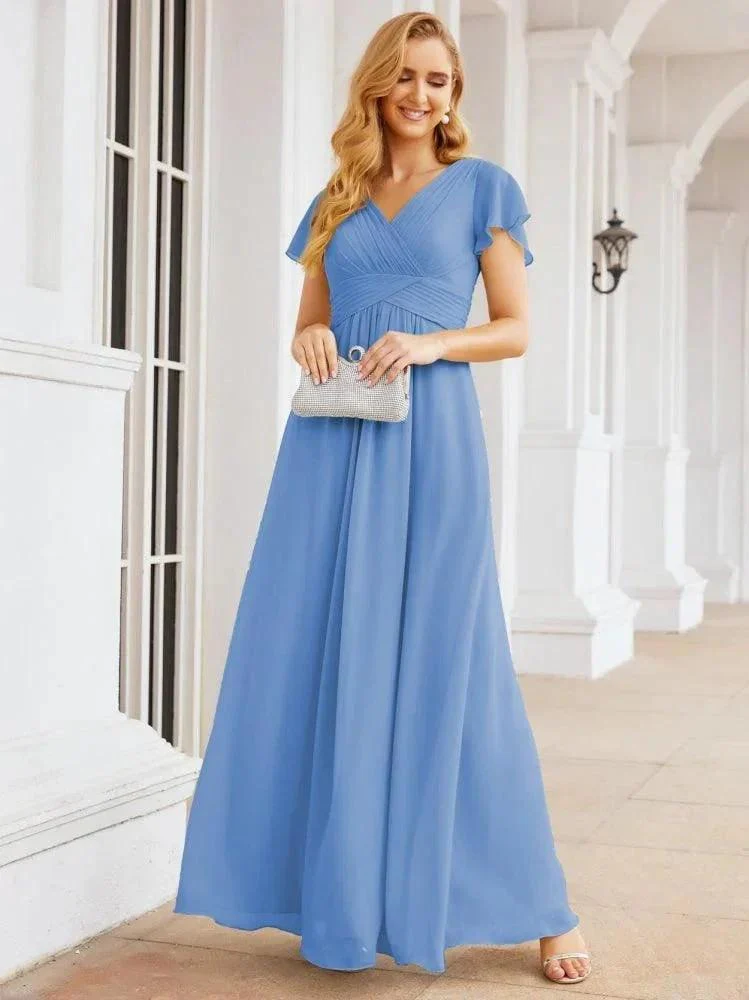 Numbersea Formal Prom Gowns for Mother of The Bride Cap Sleeves Bridesmaid Dress 28047 - Image 28
