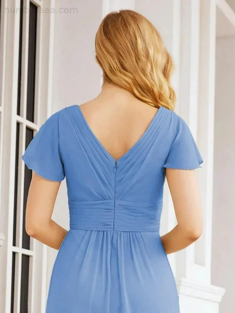 Numbersea Formal Prom Gowns for Mother of The Bride Cap Sleeves Bridesmaid Dress 28047 - Image 29