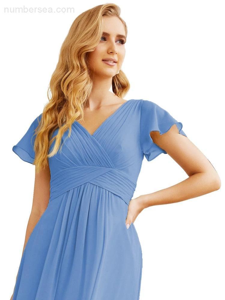 Numbersea Formal Prom Gowns for Mother of The Bride Cap Sleeves Bridesmaid Dress 28047 - Image 30