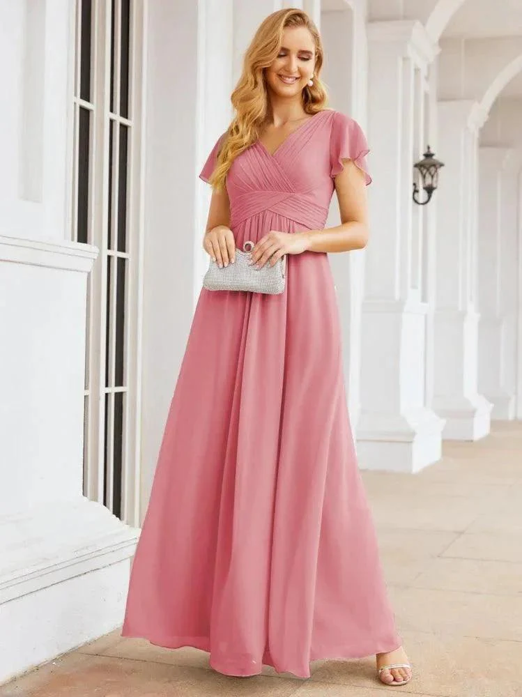 Numbersea Formal Prom Gowns for Mother of The Bride Cap Sleeves Bridesmaid Dress 28047 - Image 31