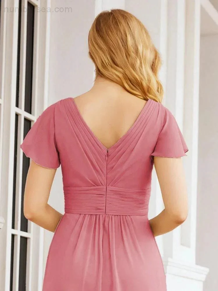 Numbersea Formal Prom Gowns for Mother of The Bride Cap Sleeves Bridesmaid Dress 28047 - Image 32