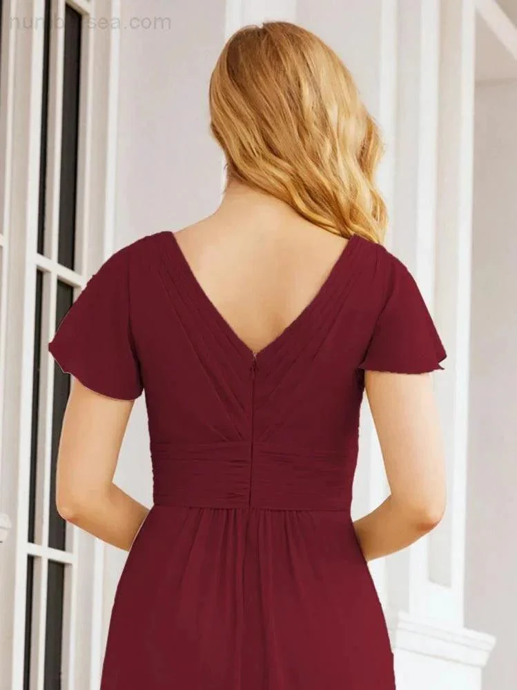 Numbersea Formal Prom Gowns for Mother of The Bride Cap Sleeves Bridesmaid Dress 28047 - Image 35