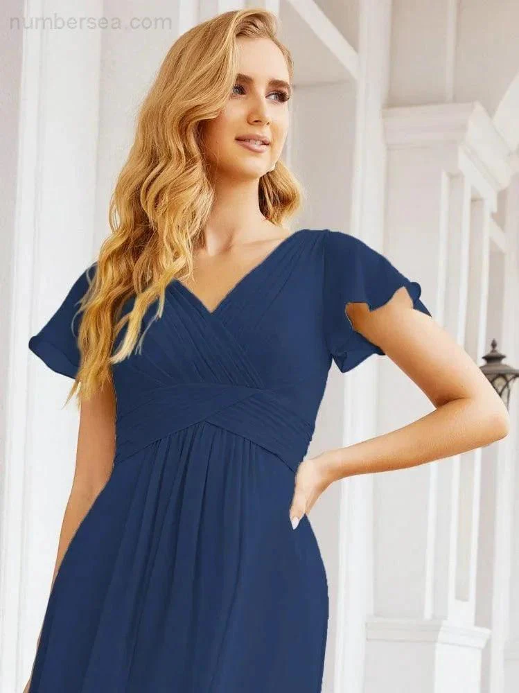 Numbersea Formal Prom Gowns for Mother of The Bride Cap Sleeves Bridesmaid Dress 28047 - Image 39