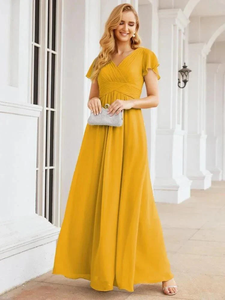 Numbersea Formal Prom Gowns for Mother of The Bride Cap Sleeves Bridesmaid Dress 28047 - Image 4