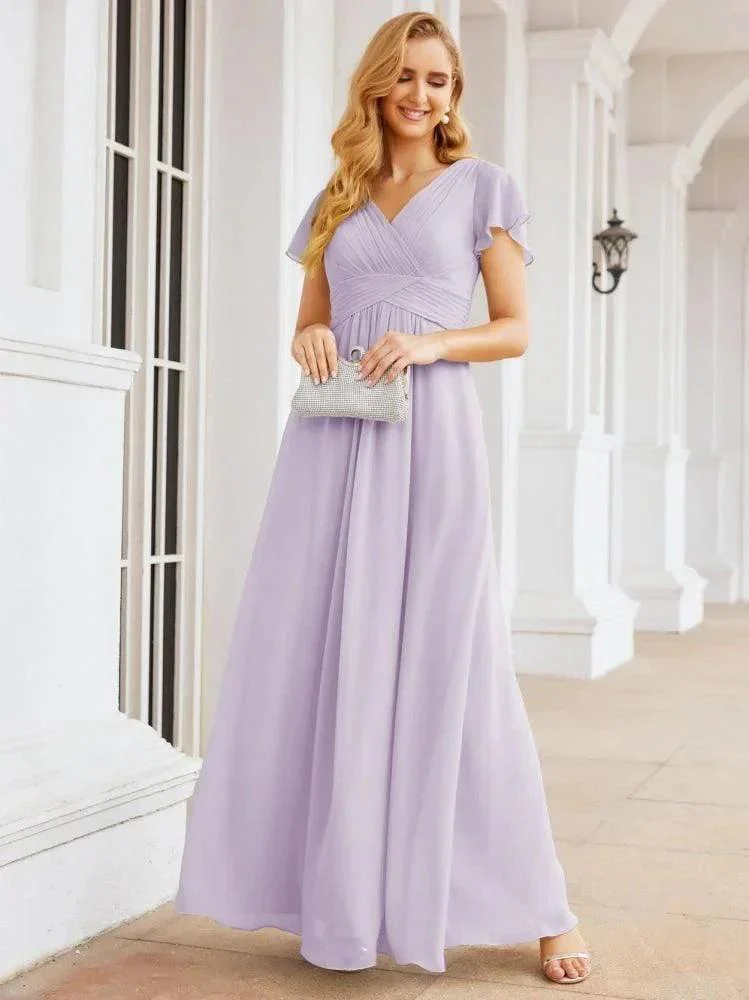 Numbersea Formal Prom Gowns for Mother of The Bride Cap Sleeves Bridesmaid Dress 28047 - Image 40