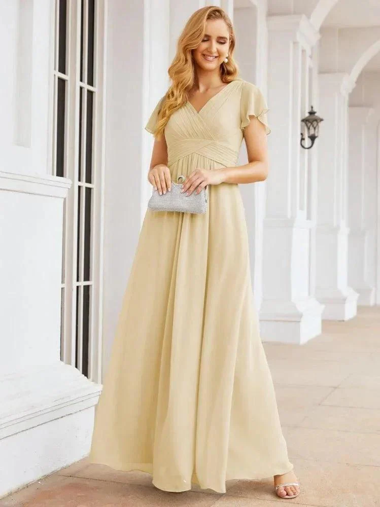 Numbersea Formal Prom Gowns for Mother of The Bride Cap Sleeves Bridesmaid Dress 28047 - Image 46