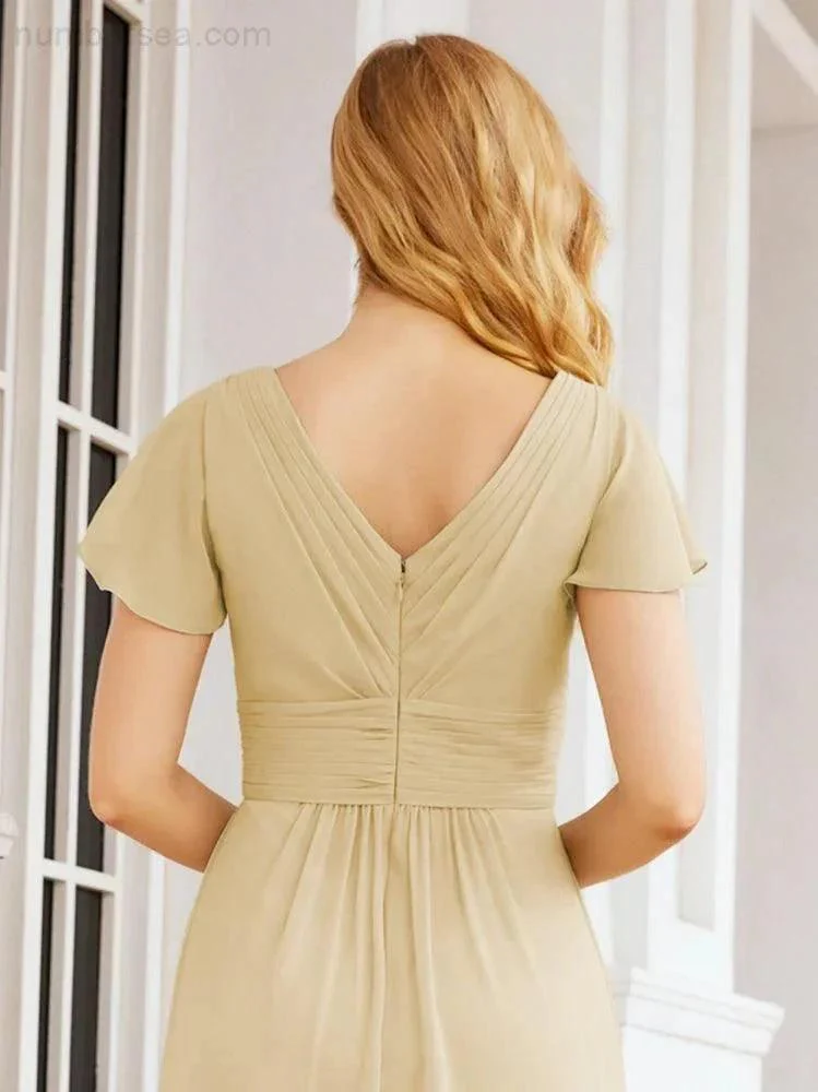 Numbersea Formal Prom Gowns for Mother of The Bride Cap Sleeves Bridesmaid Dress 28047 - Image 47