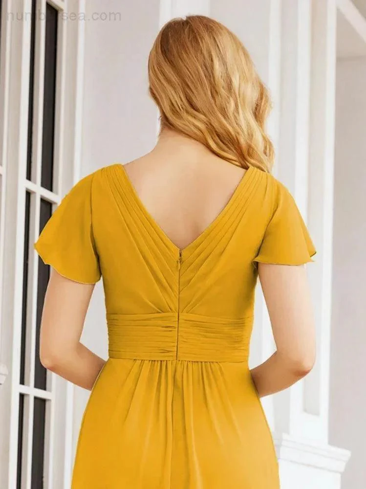 Numbersea Formal Prom Gowns for Mother of The Bride Cap Sleeves Bridesmaid Dress 28047 - Image 5