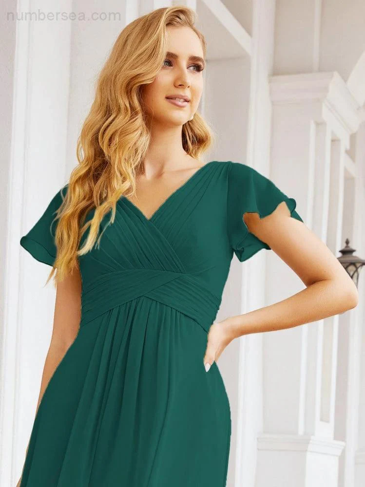 Numbersea Formal Prom Gowns for Mother of The Bride Cap Sleeves Bridesmaid Dress 28047 - Image 51