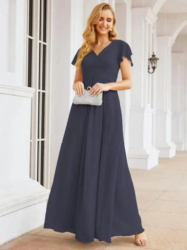 Numbersea Formal Prom Gowns for Mother of The Bride Cap Sleeves Bridesmaid Dress 28047 - Image 52