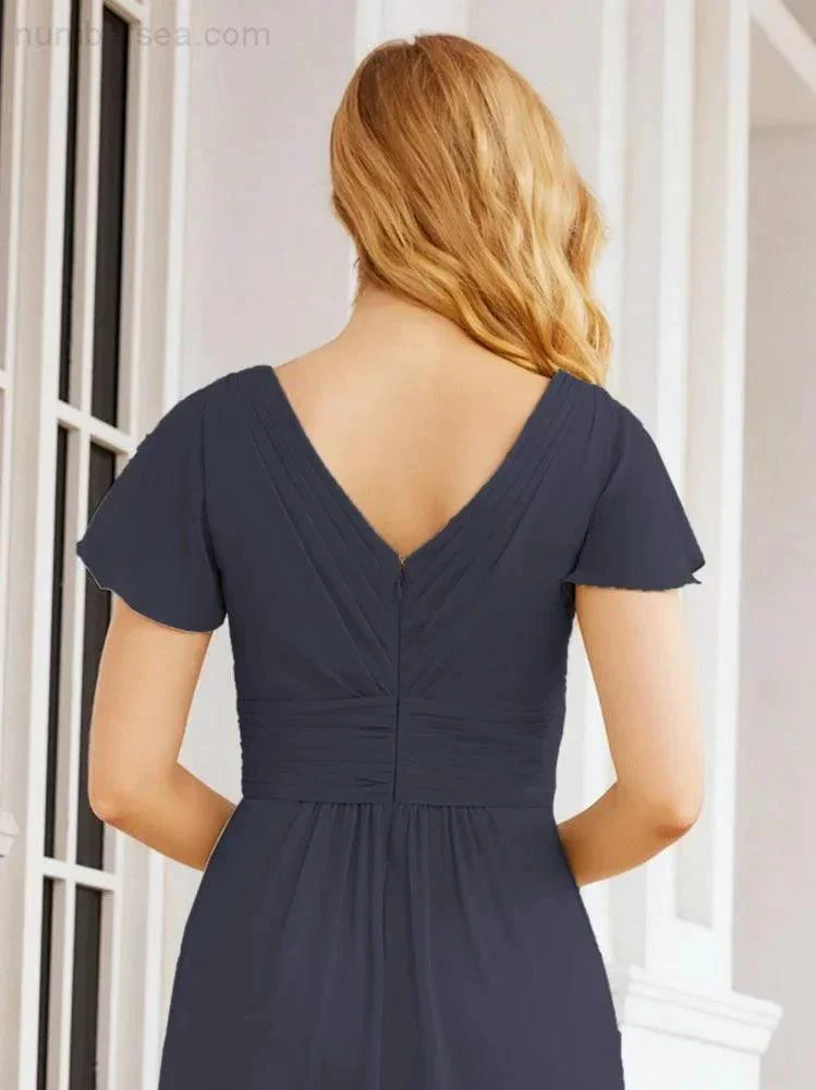 Numbersea Formal Prom Gowns for Mother of The Bride Cap Sleeves Bridesmaid Dress 28047 - Image 53
