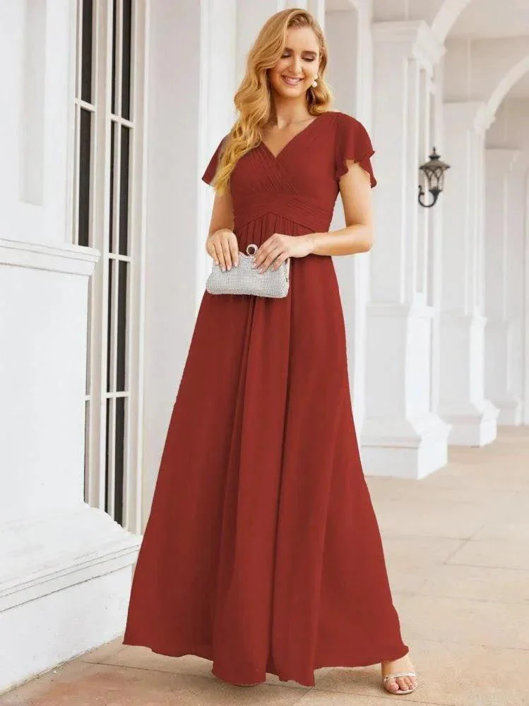 Numbersea Formal Prom Gowns for Mother of The Bride Cap Sleeves Bridesmaid Dress 28047 - Image 55