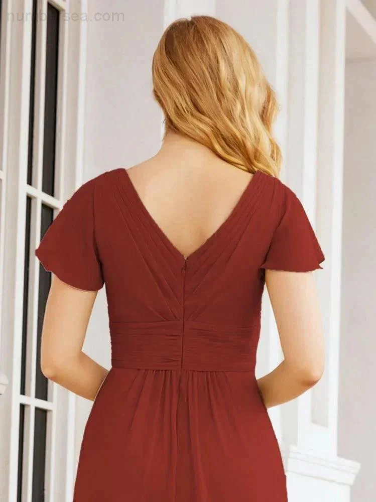 Numbersea Formal Prom Gowns for Mother of The Bride Cap Sleeves Bridesmaid Dress 28047 - Image 56