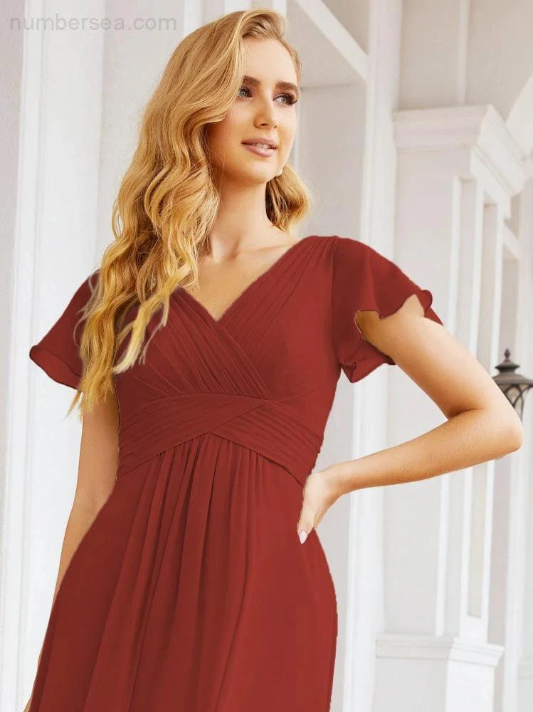 Numbersea Formal Prom Gowns for Mother of The Bride Cap Sleeves Bridesmaid Dress 28047 - Image 57