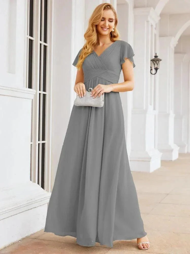 Numbersea Formal Prom Gowns for Mother of The Bride Cap Sleeves Bridesmaid Dress 28047 - Image 58