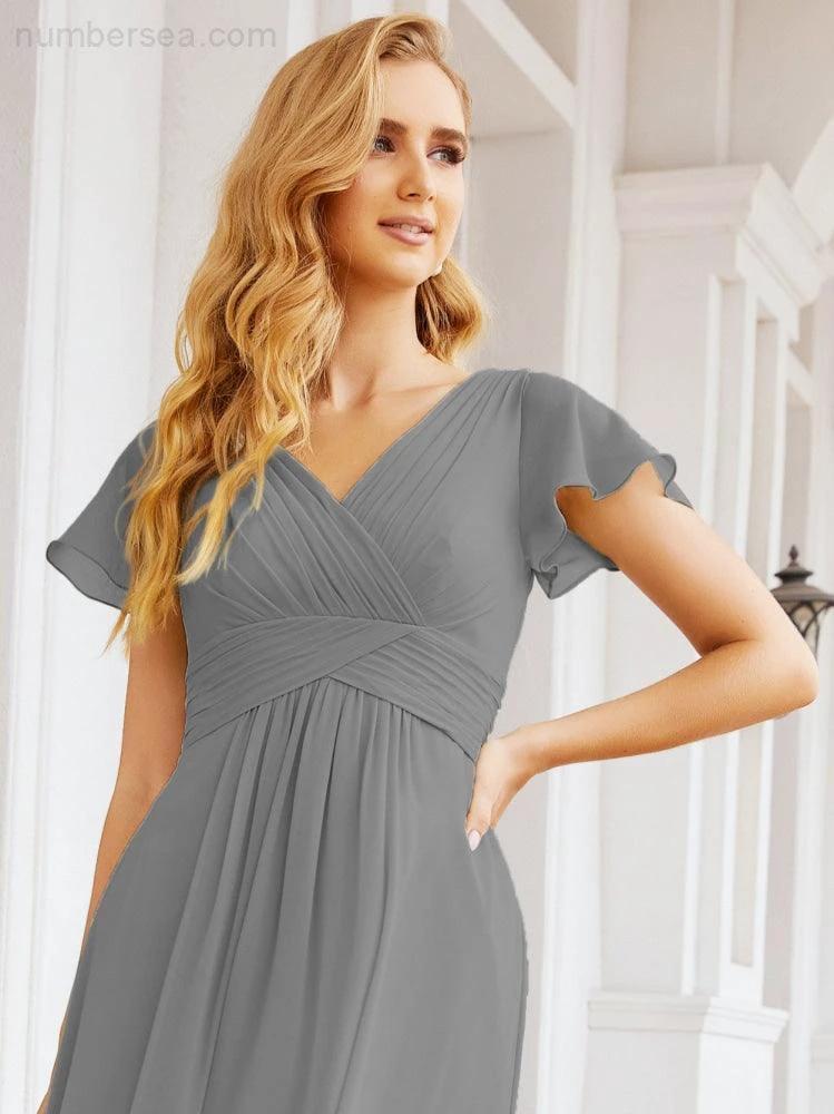 Numbersea Formal Prom Gowns for Mother of The Bride Cap Sleeves Bridesmaid Dress 28047 - Image 60