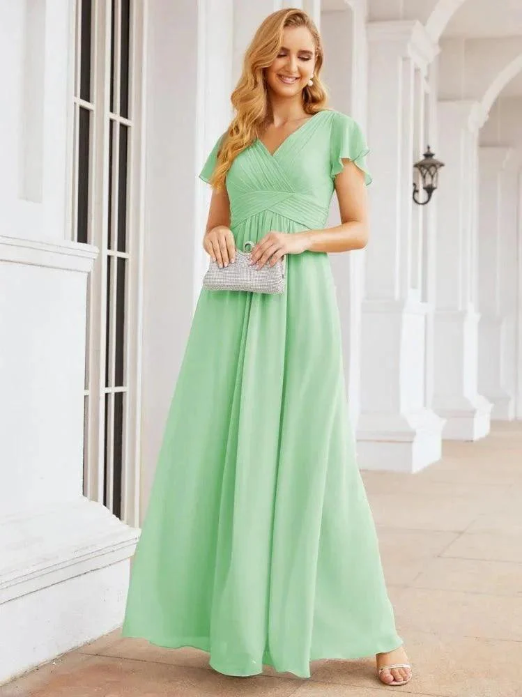 Numbersea Formal Prom Gowns for Mother of The Bride Cap Sleeves Bridesmaid Dress 28047 - Image 64