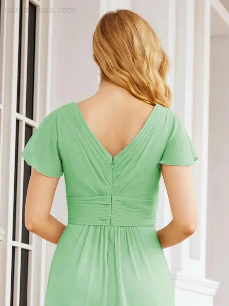 Numbersea Formal Prom Gowns for Mother of The Bride Cap Sleeves Bridesmaid Dress 28047 - Image 65