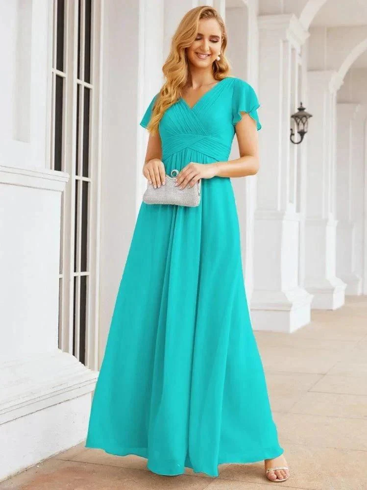 Numbersea Formal Prom Gowns for Mother of The Bride Cap Sleeves Bridesmaid Dress 28047 - Image 67