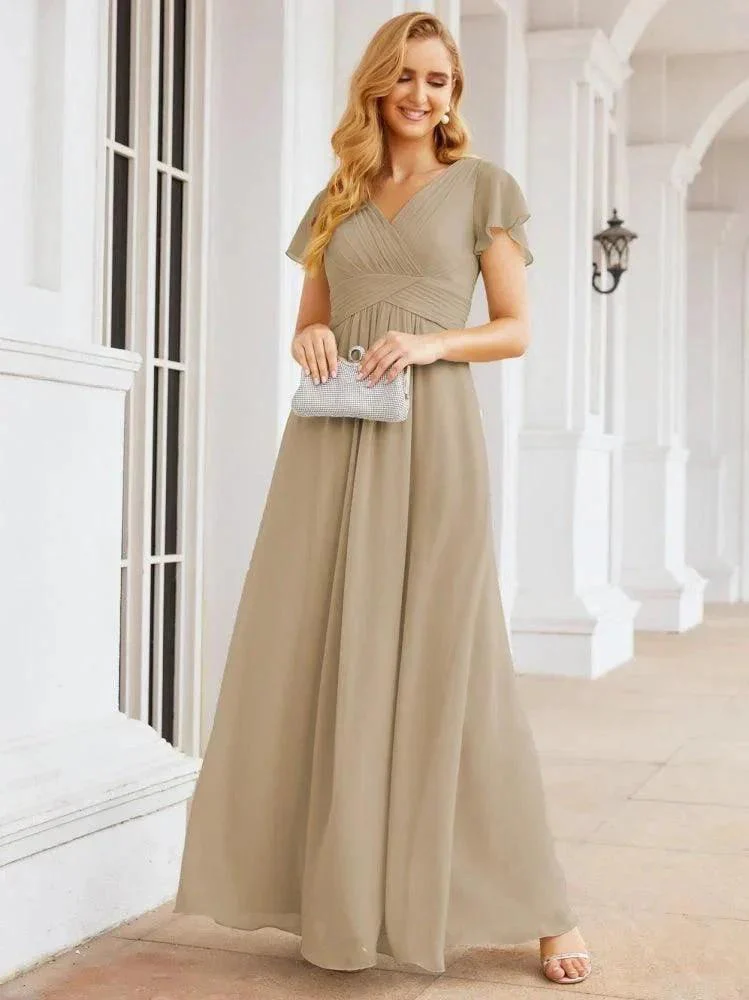 Numbersea Formal Prom Gowns for Mother of The Bride Cap Sleeves Bridesmaid Dress 28047 - Image 70
