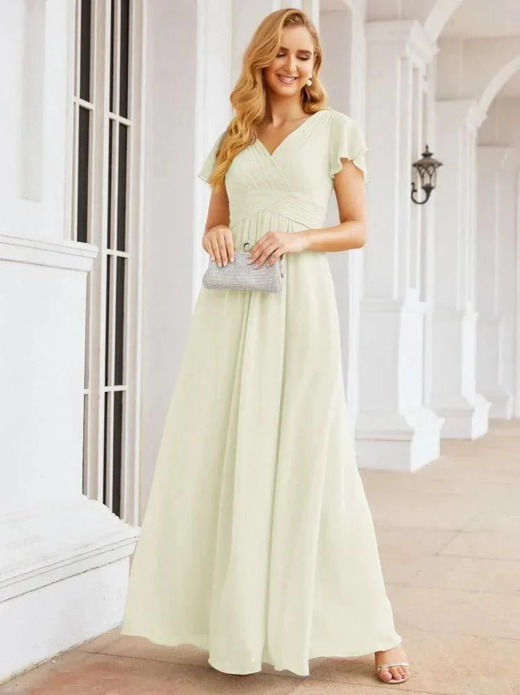 Numbersea Formal Prom Gowns for Mother of The Bride Cap Sleeves Bridesmaid Dress 28047 - Image 76