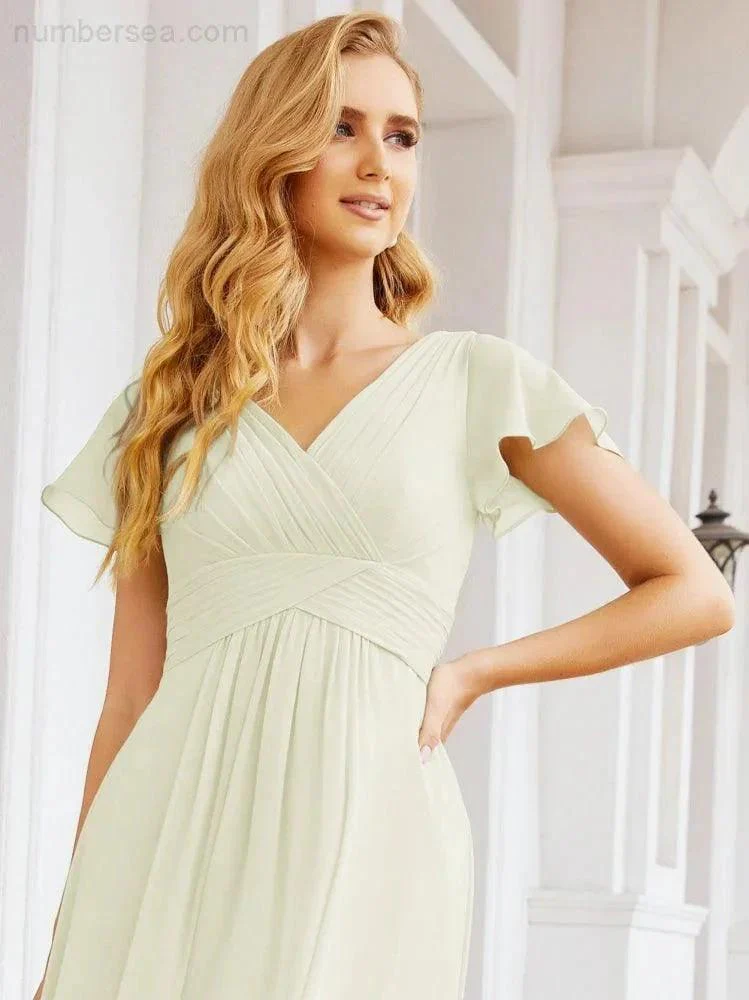 Numbersea Formal Prom Gowns for Mother of The Bride Cap Sleeves Bridesmaid Dress 28047 - Image 78